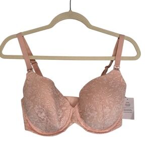 Auden Womens Nursing Bra Pink Floral Lace Full Coverage T-Shirt 34DDD 023011209